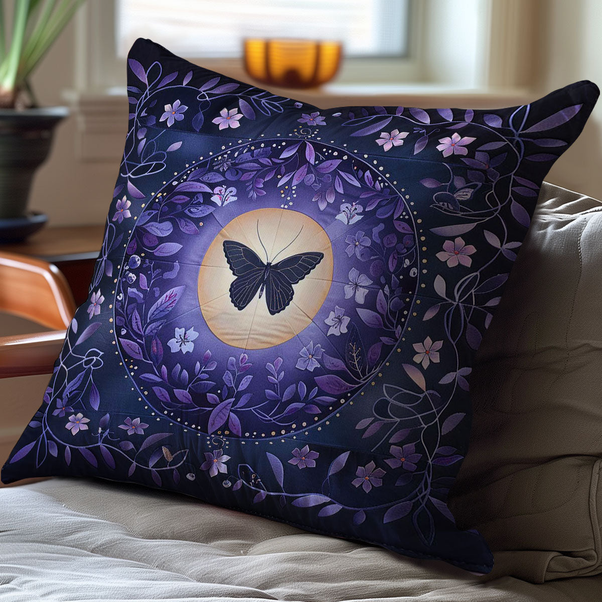 Purple Butterfly WJ1507025CL Quilt Pillow Case