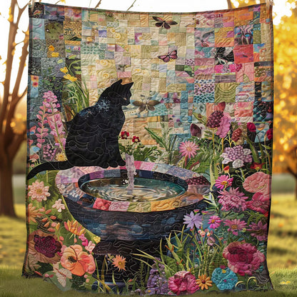 Cat By The Fountain WJ1907009CL Quilt