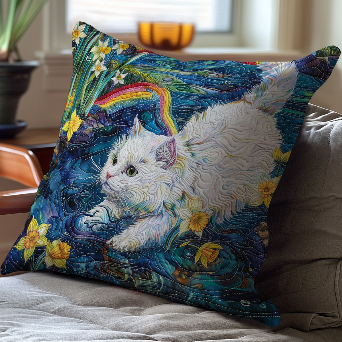 Cat Playing In The Water WJ2708035CL Quilt Pillow Case