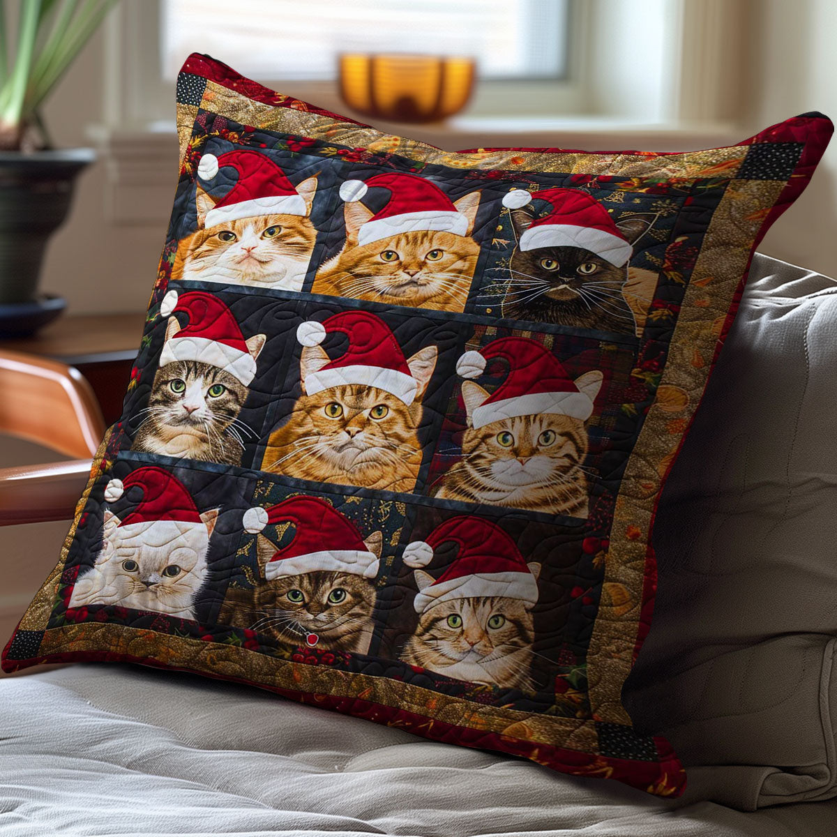 Christmas Cat WJ1608034CL Quilt Pillow Case