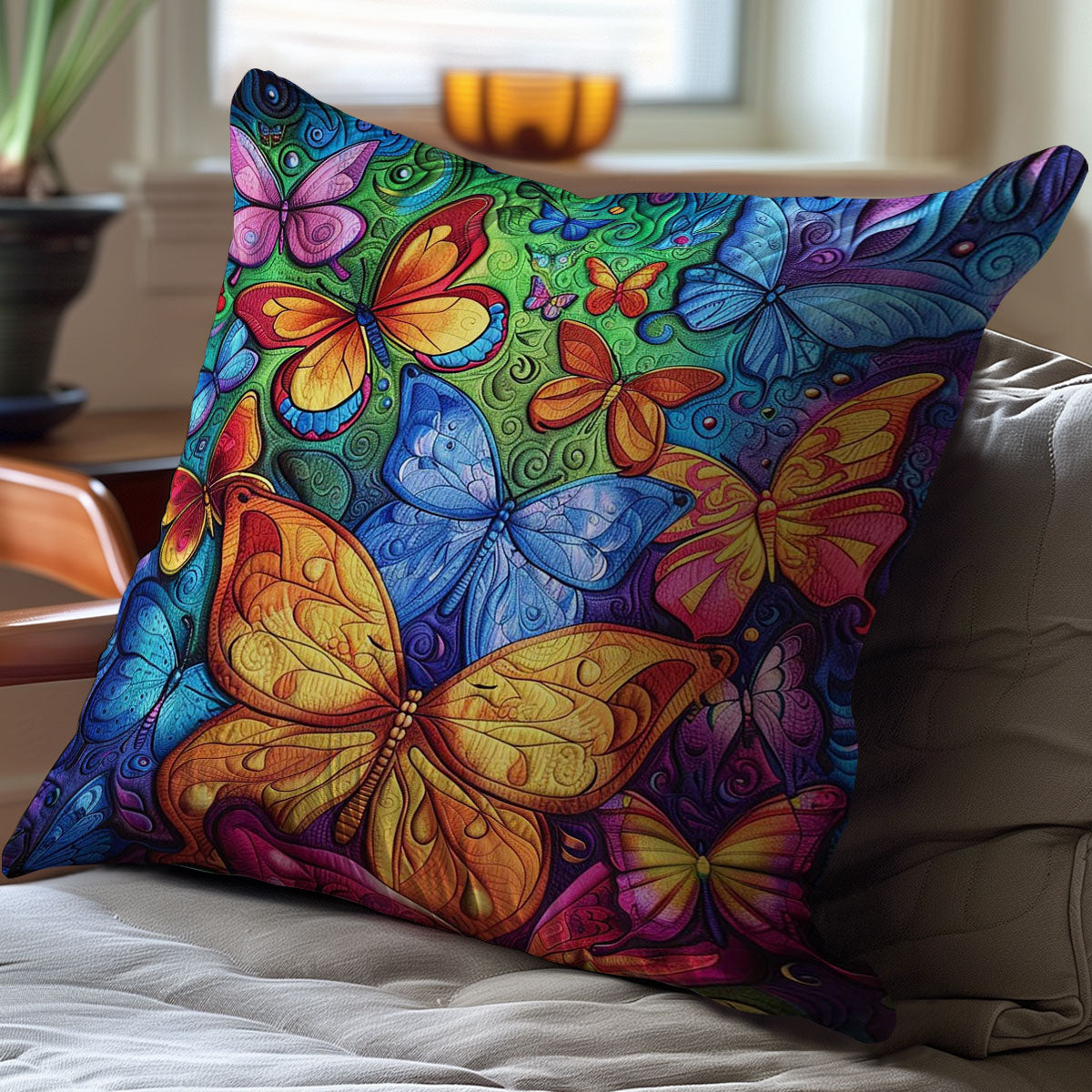 Colorful Butterflies WJ2408034CL Quilt Pillow Case