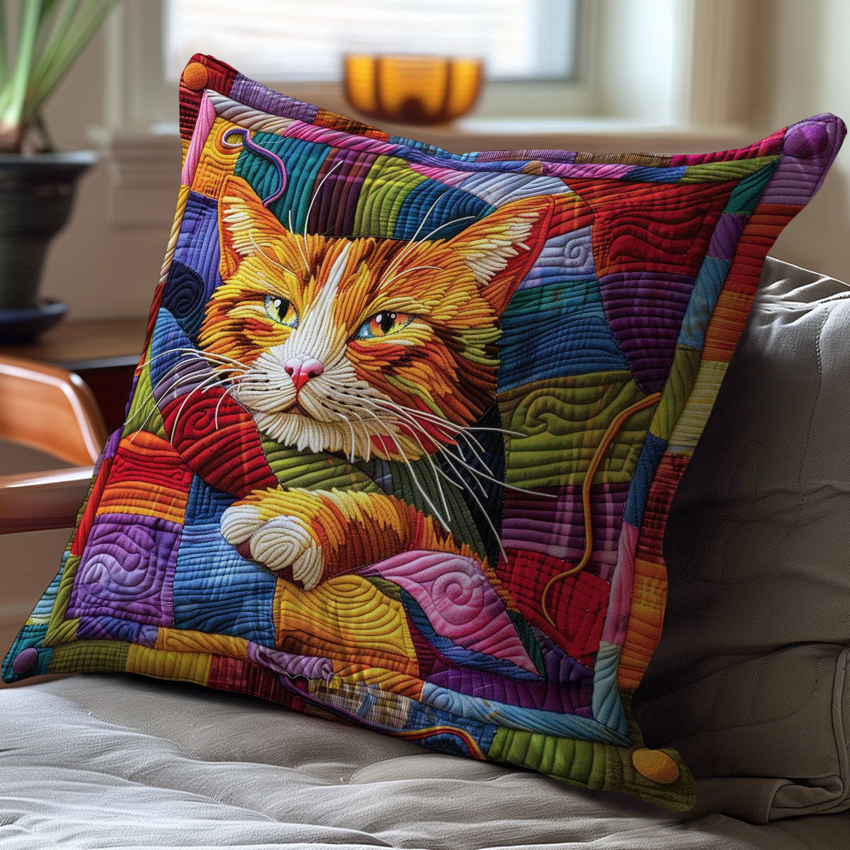 Colorful Cat WJ2708039CL Quilt Pillow Case