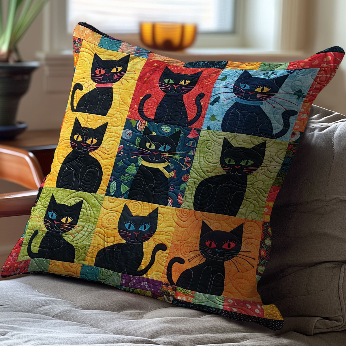 Colorful Cats WJ2108029CL Quilt Pillow Case