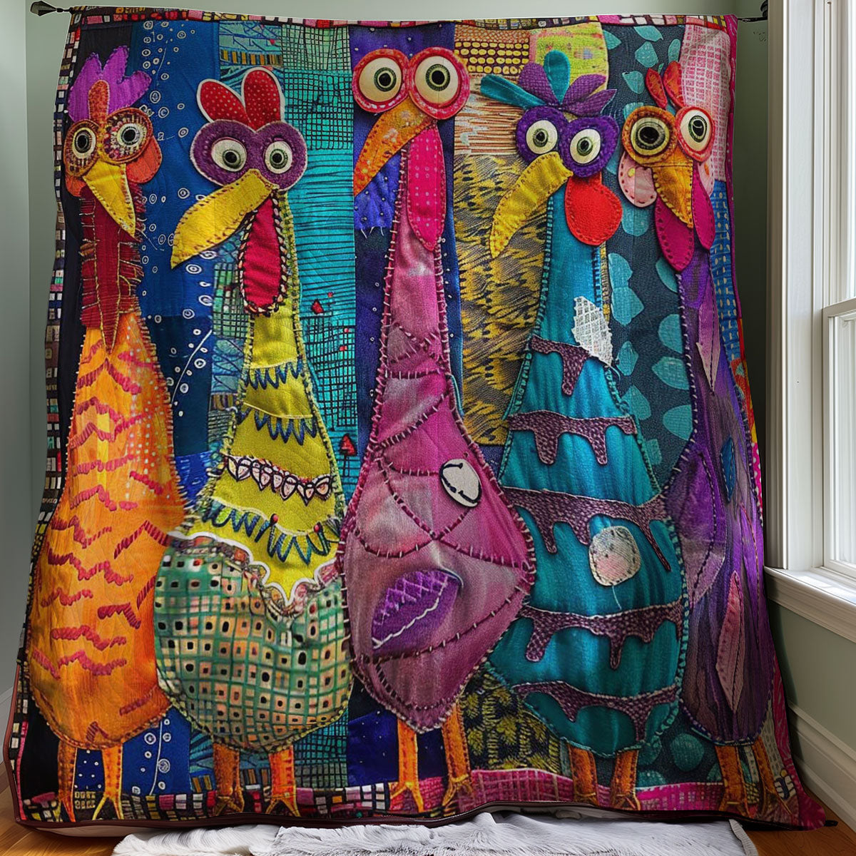 Colorful Chicken WJ1508009CL Quilt