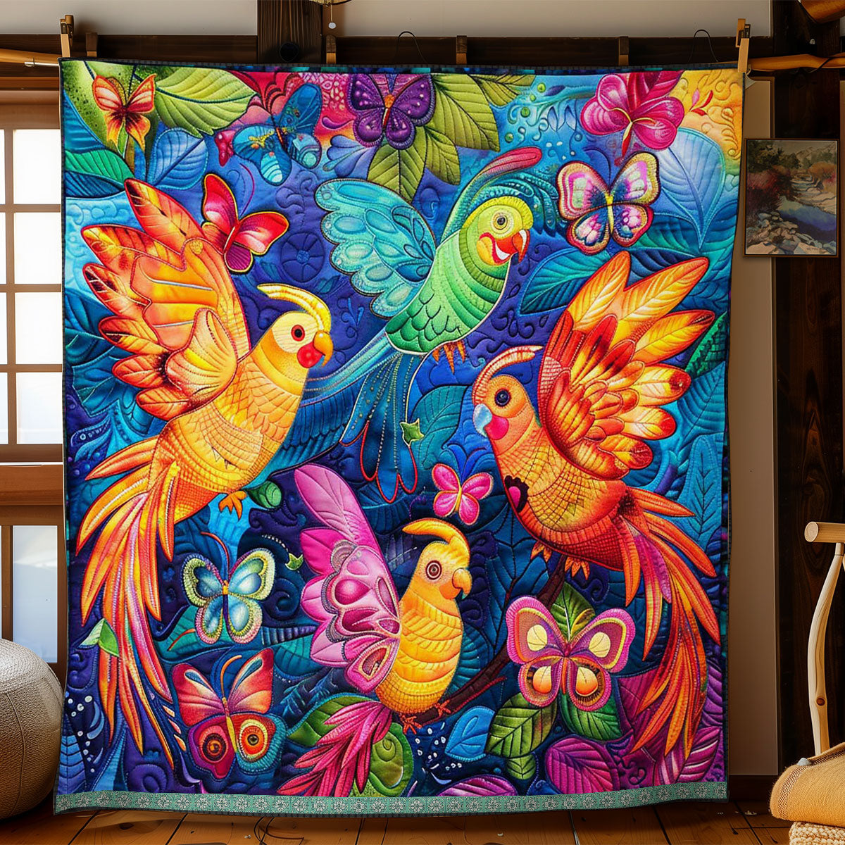 Colorful Cockatiels WJ2908005CL Quilt