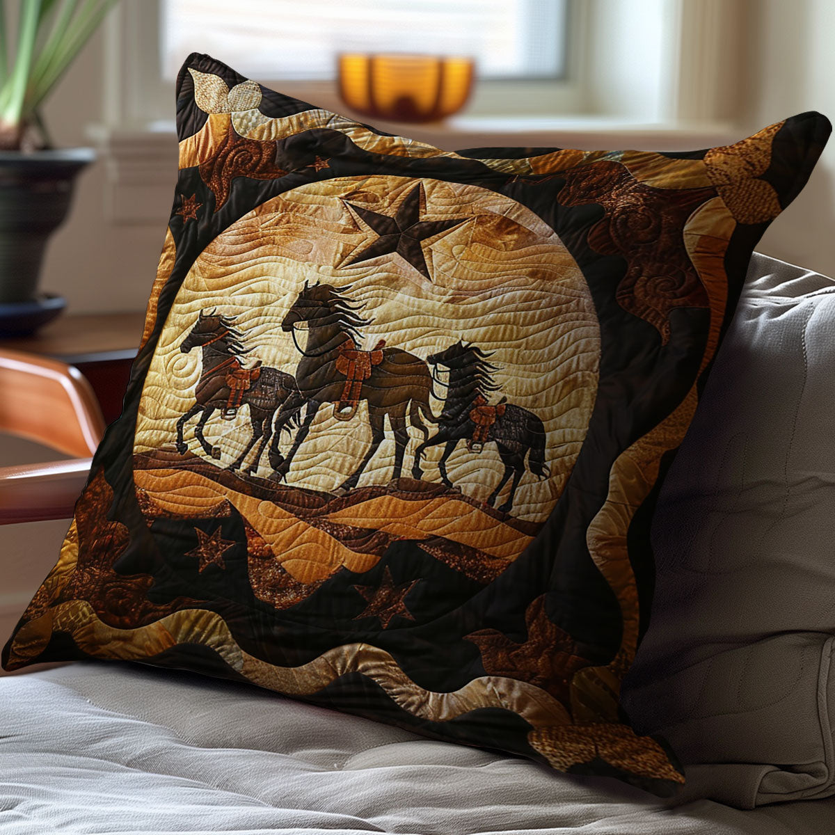 Cowboy Horse WJ1110033CL Quilt Pillow Case