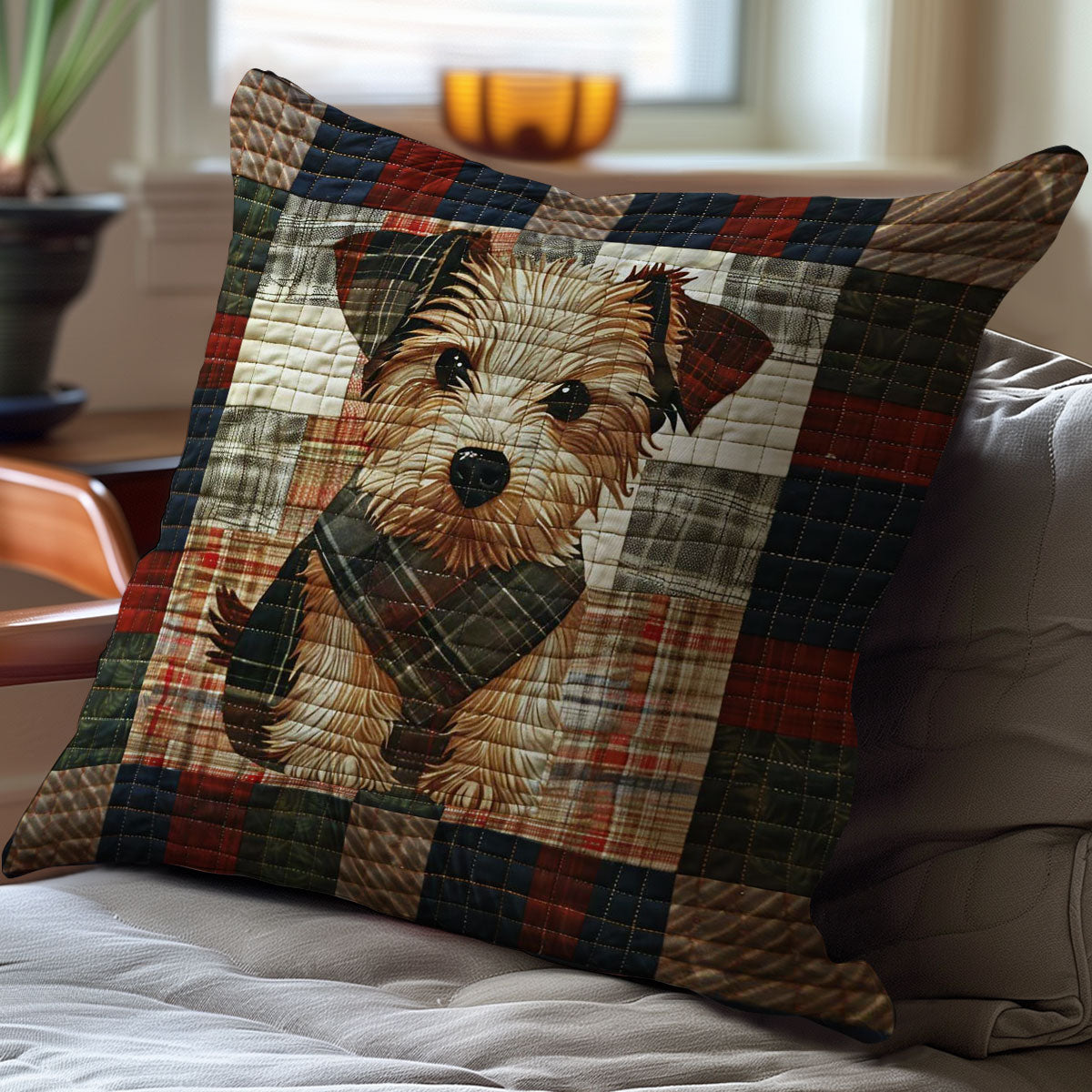 Cute Terrier Dog WJ0208045CL Quilt Pillow Case