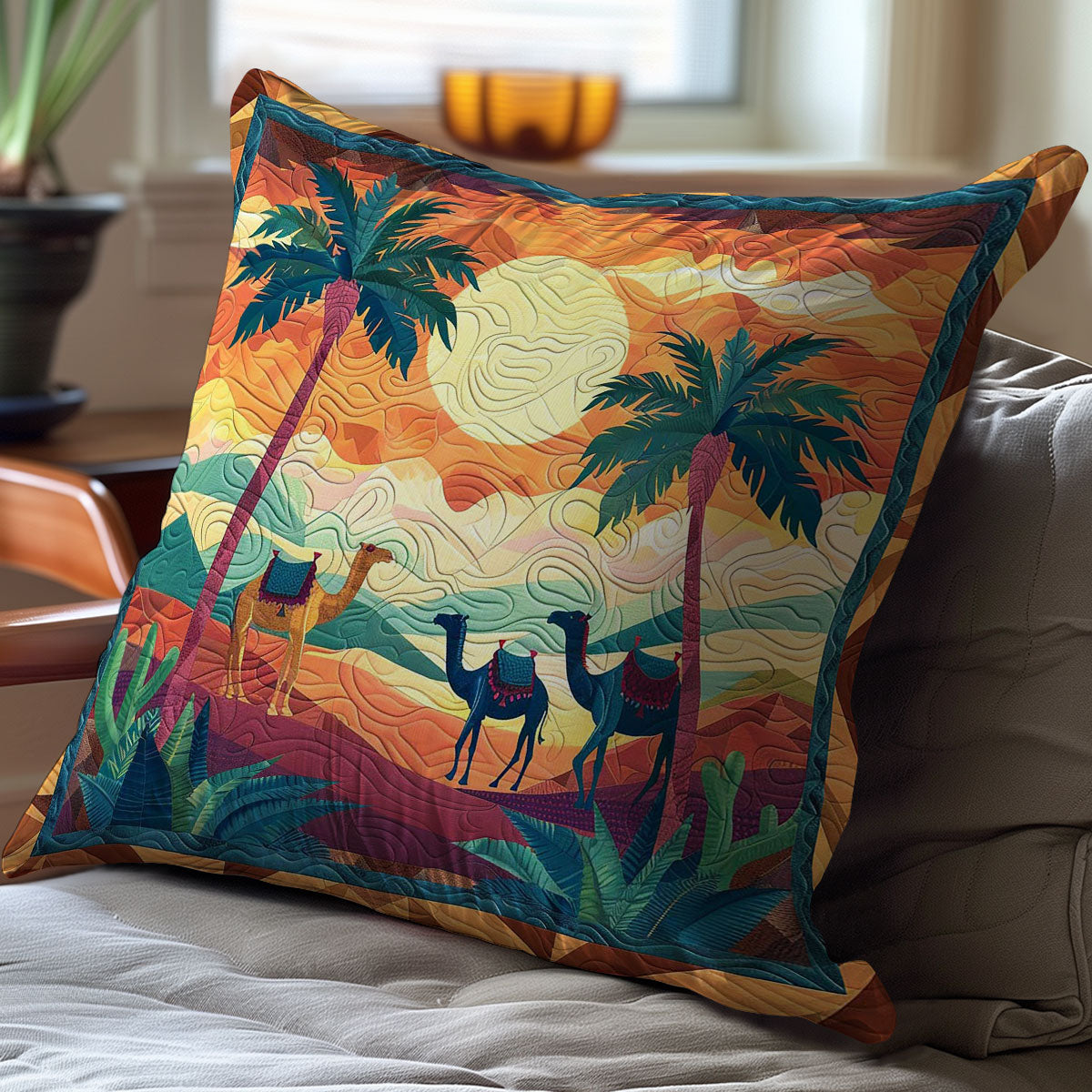 Desert Camel WJ0609034CL Quilt Pillow Case