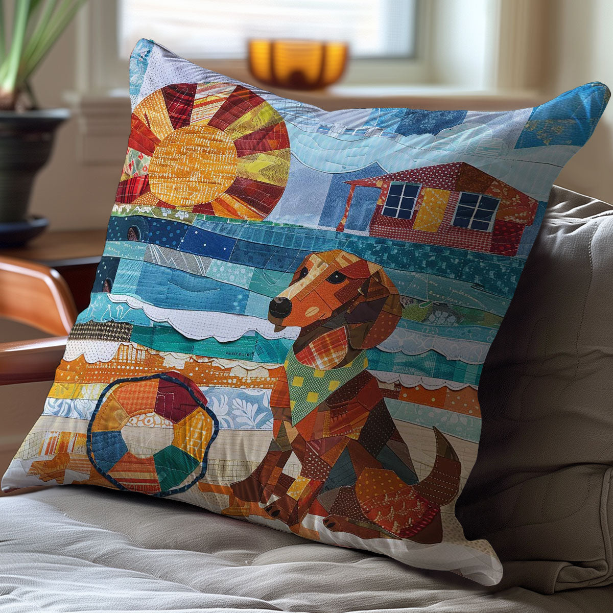 Dog By The Beach WJ3007046CL Quilt Pillow Case