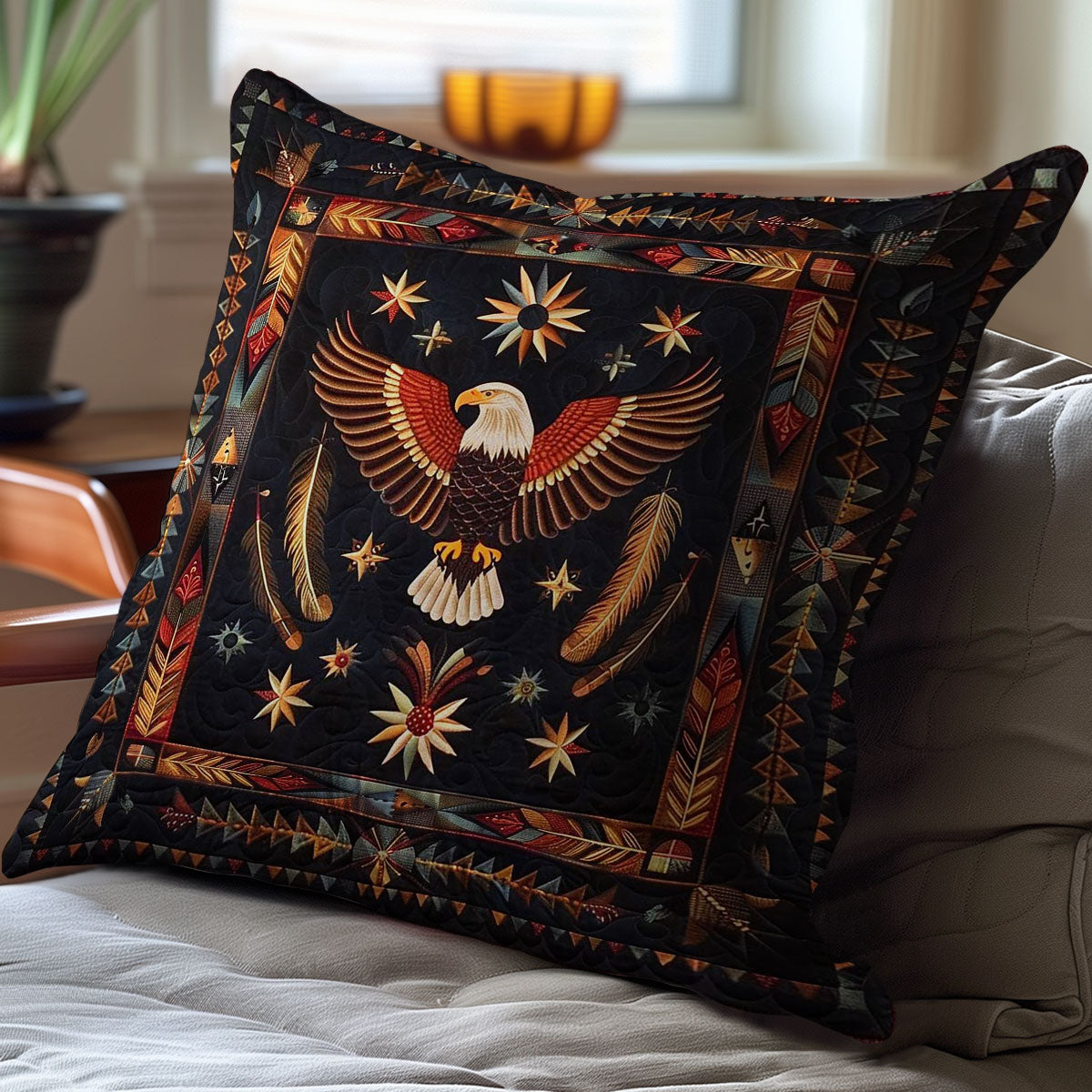 Eagle Native American WJ1409039CL Quilt Pillow Case