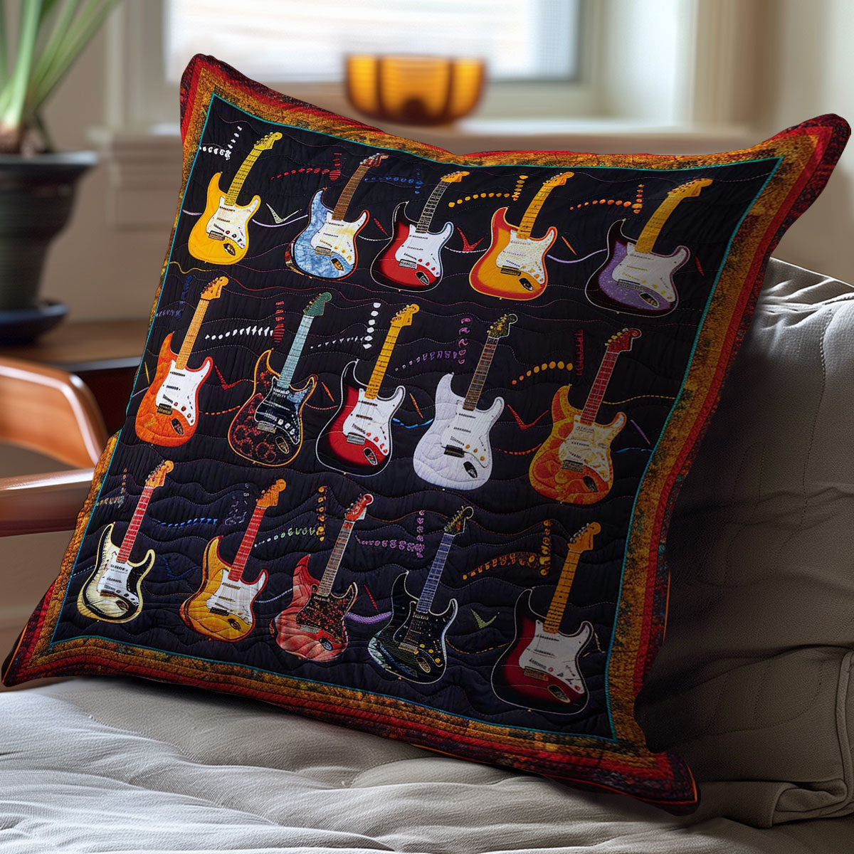 Fiery Guitar WJ1709038CL Quilt Pillow Case