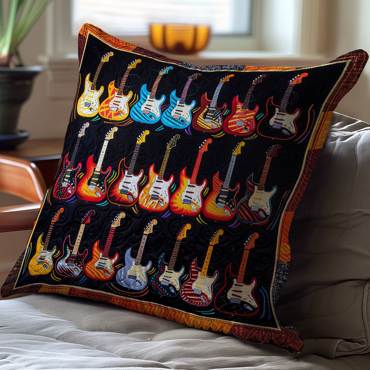 Fiery Guitar WJ1709039CL Quilt Pillow Case