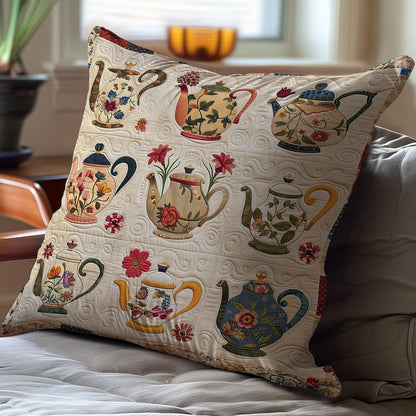 Floral Teapots WJ2407041CL Quilt Pillow Case