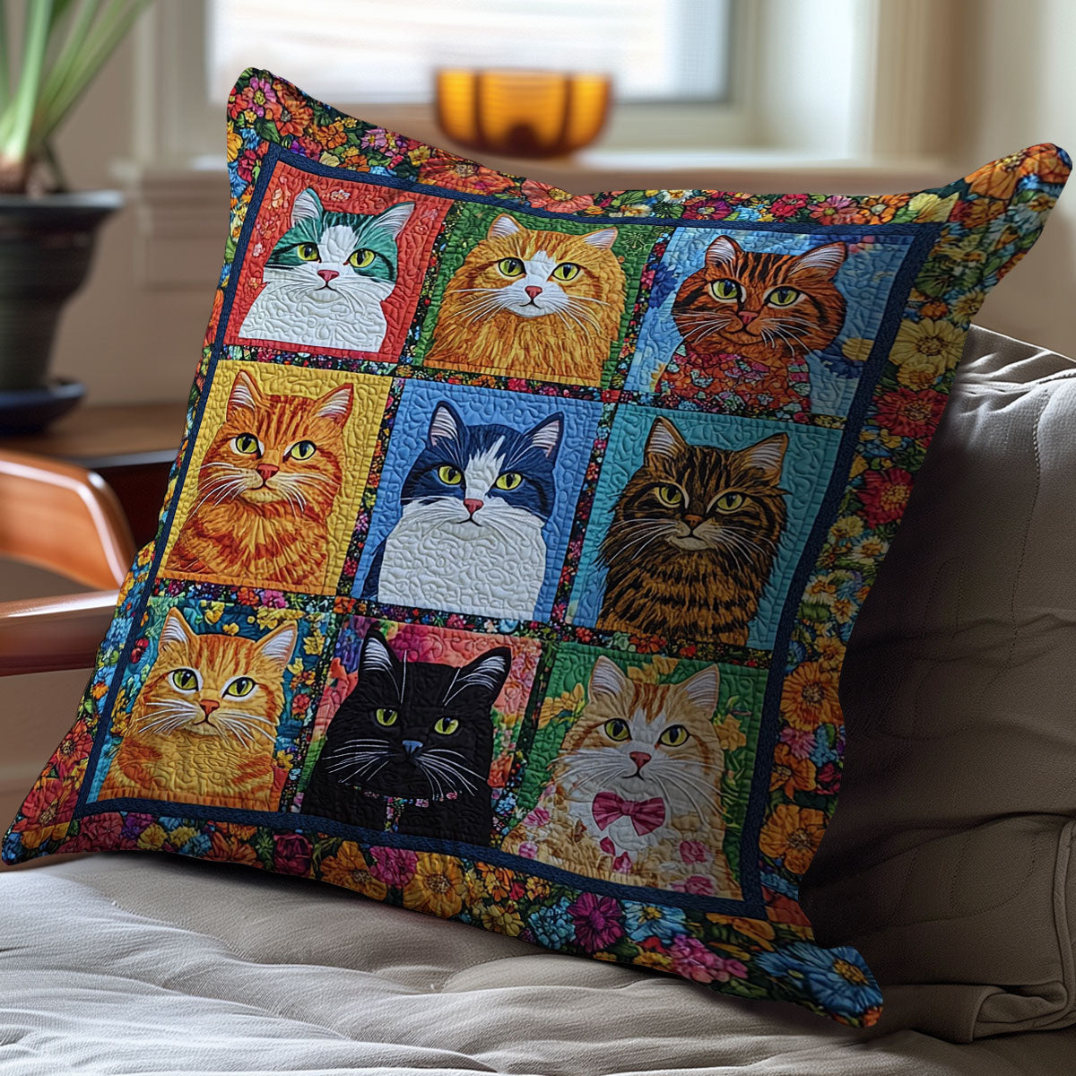 Flower Cat WJ1010039CL Quilt Pillow Case