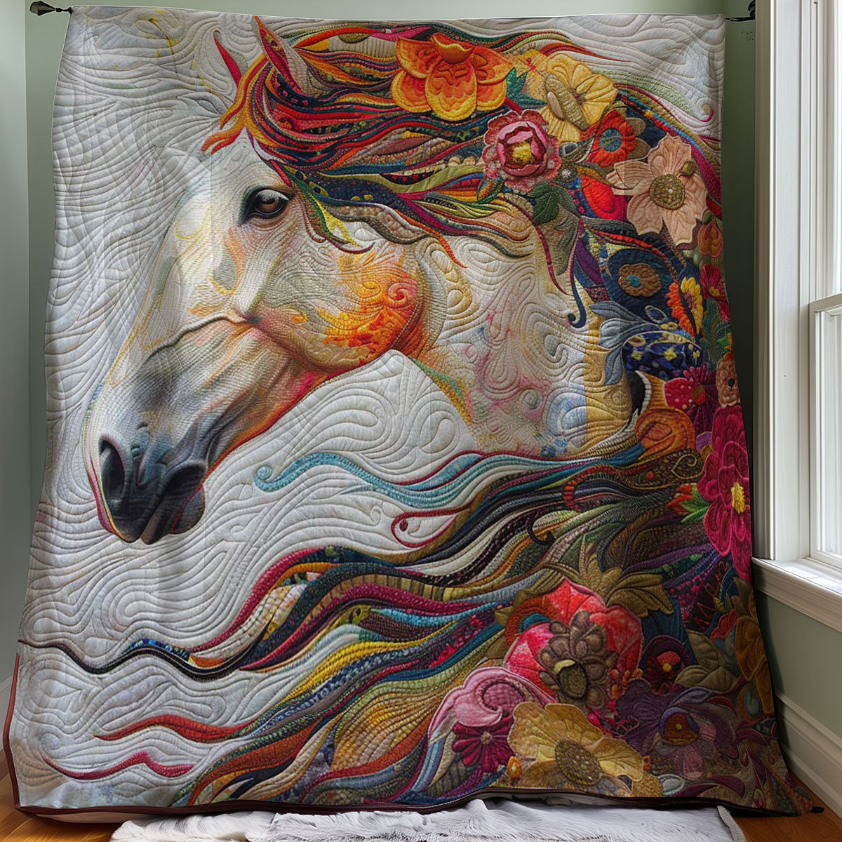 Flower Horse WJ1308013CL Quilt