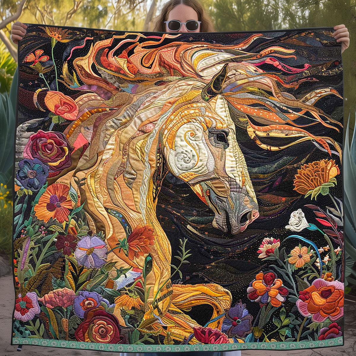 Flower Horse WJ1609010CL Quilt