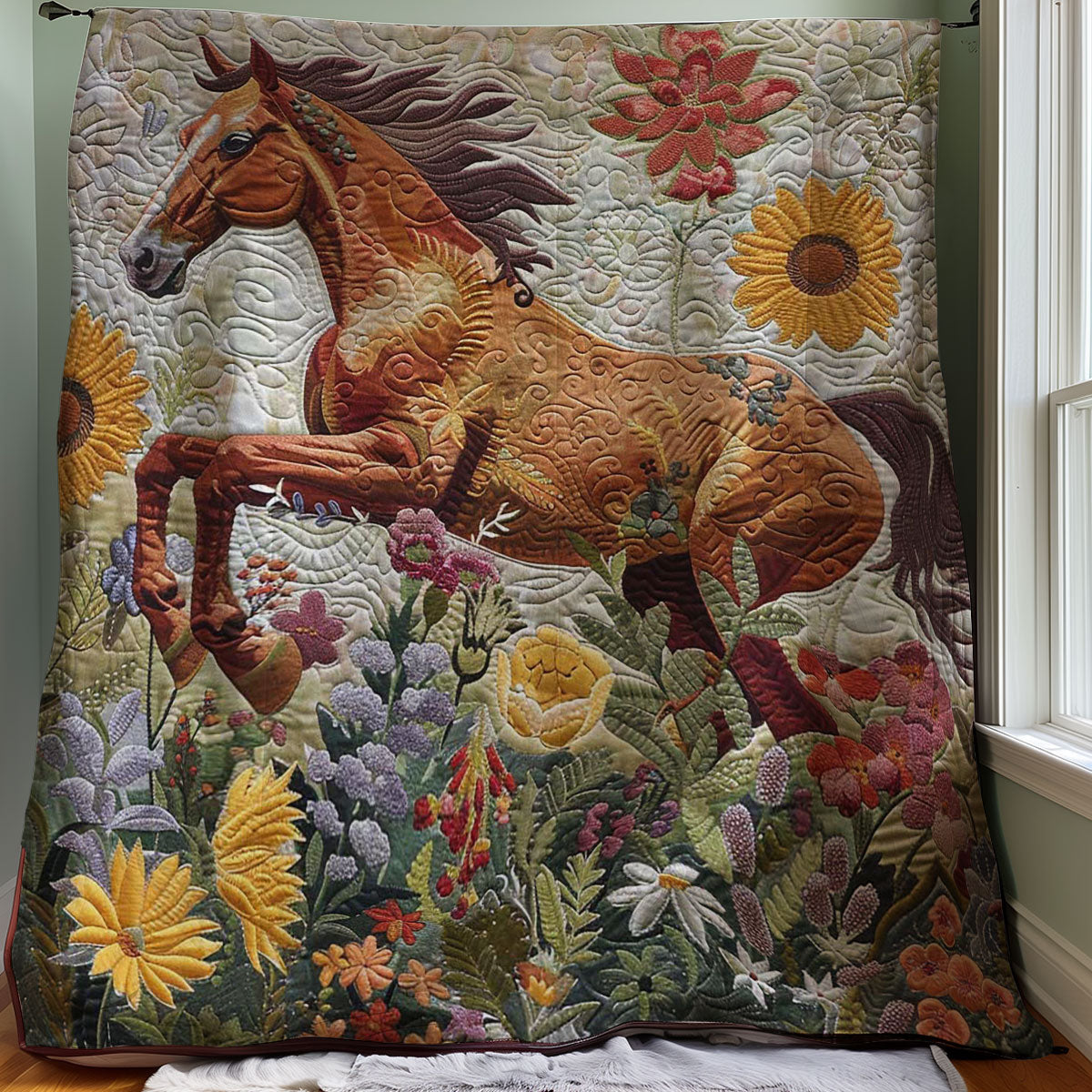 Flower Horse WJ2008017CL Quilt