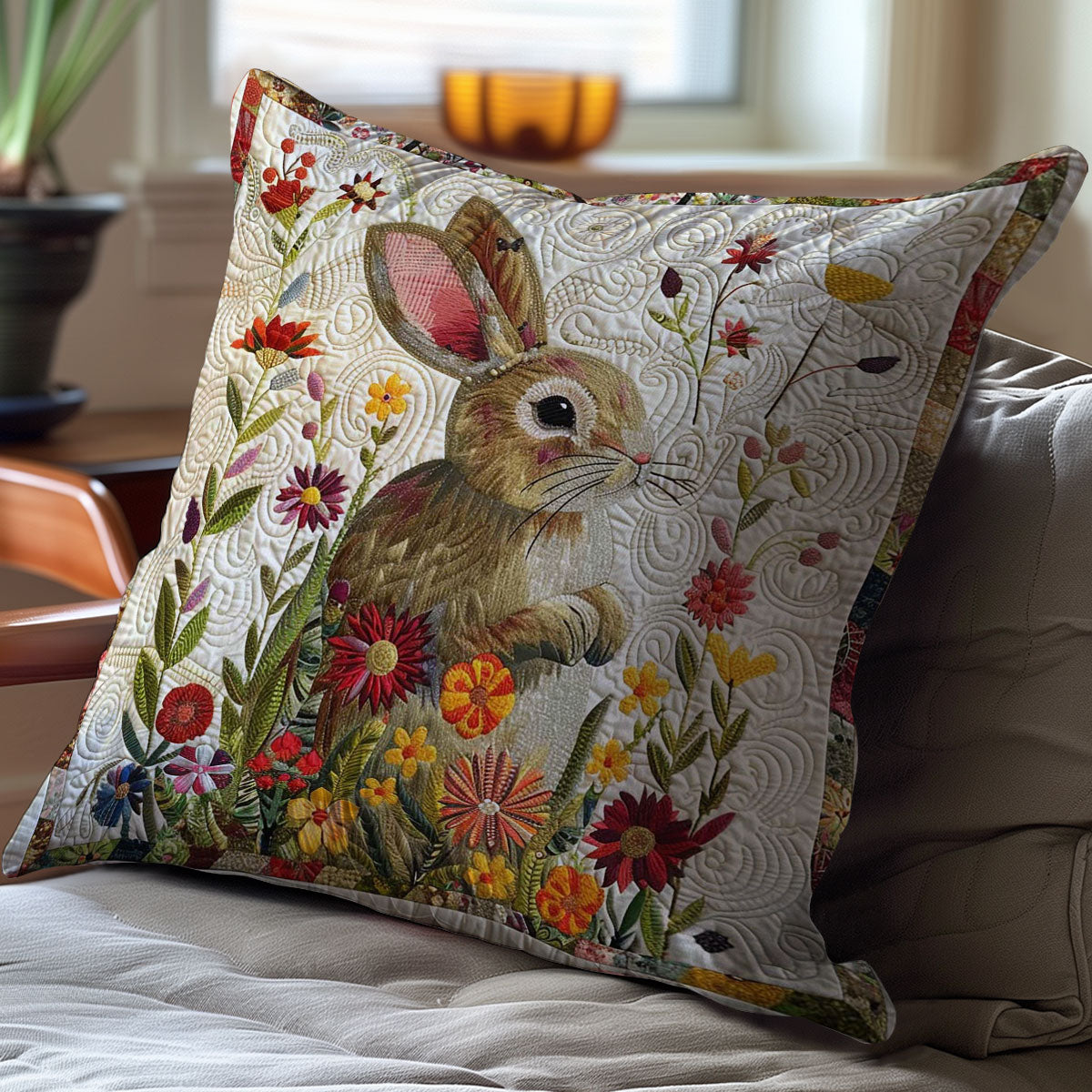 Flower Rabbit WJ2608033CL Quilt Pillow Case