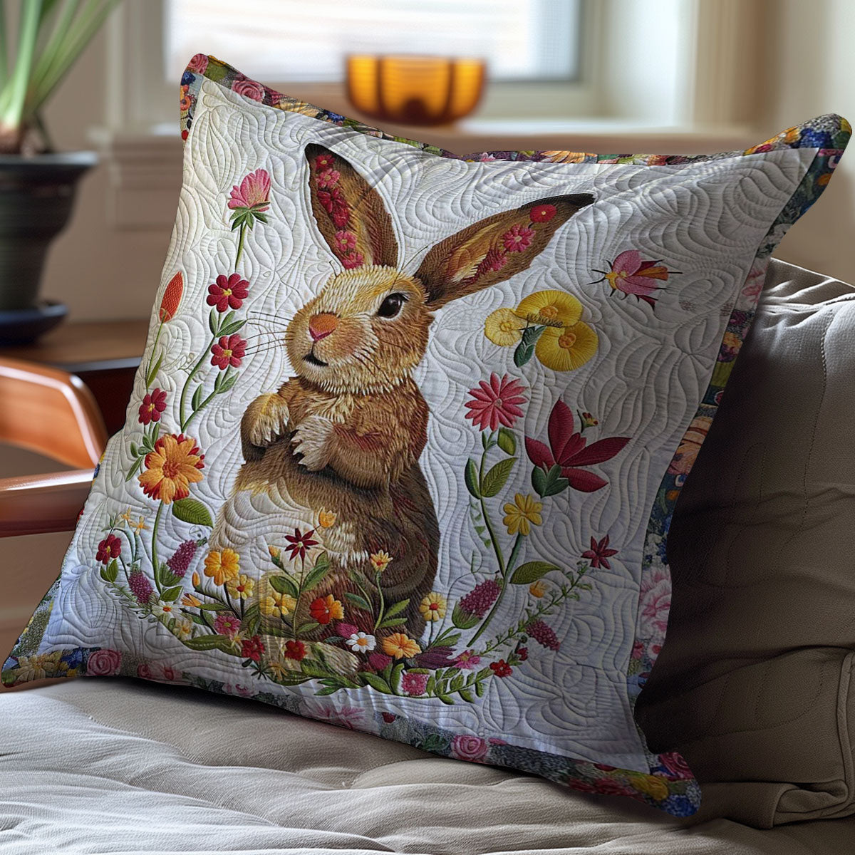 Flower Rabbit WJ2908034CL Quilt Pillow Case