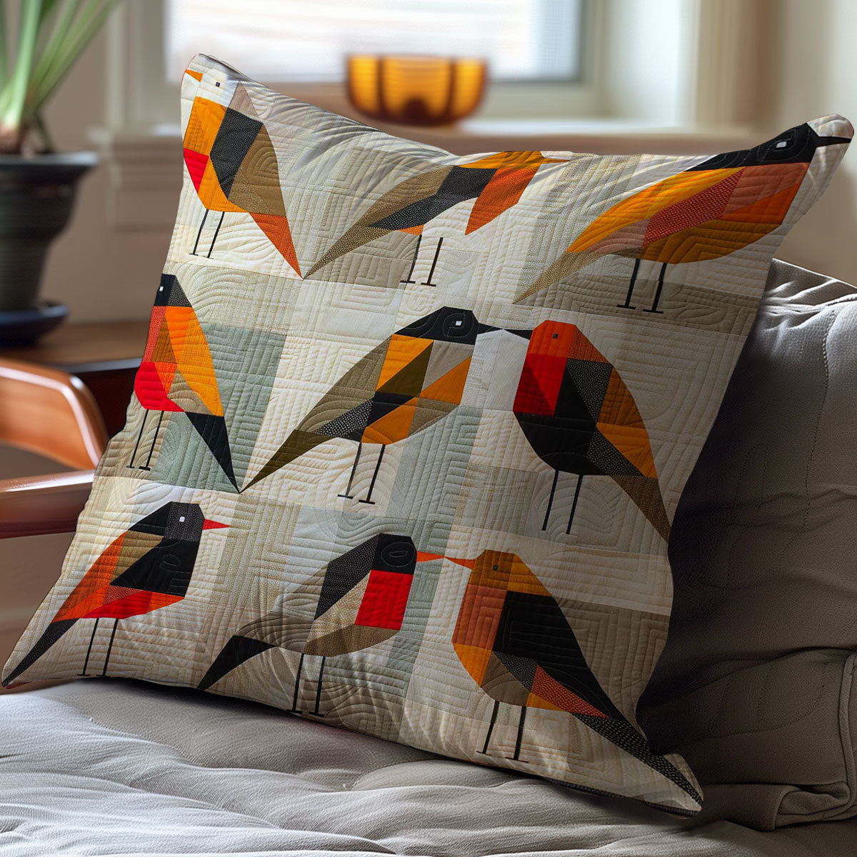 Geometric Bird WJ2707045CL Quilt Pillow Case