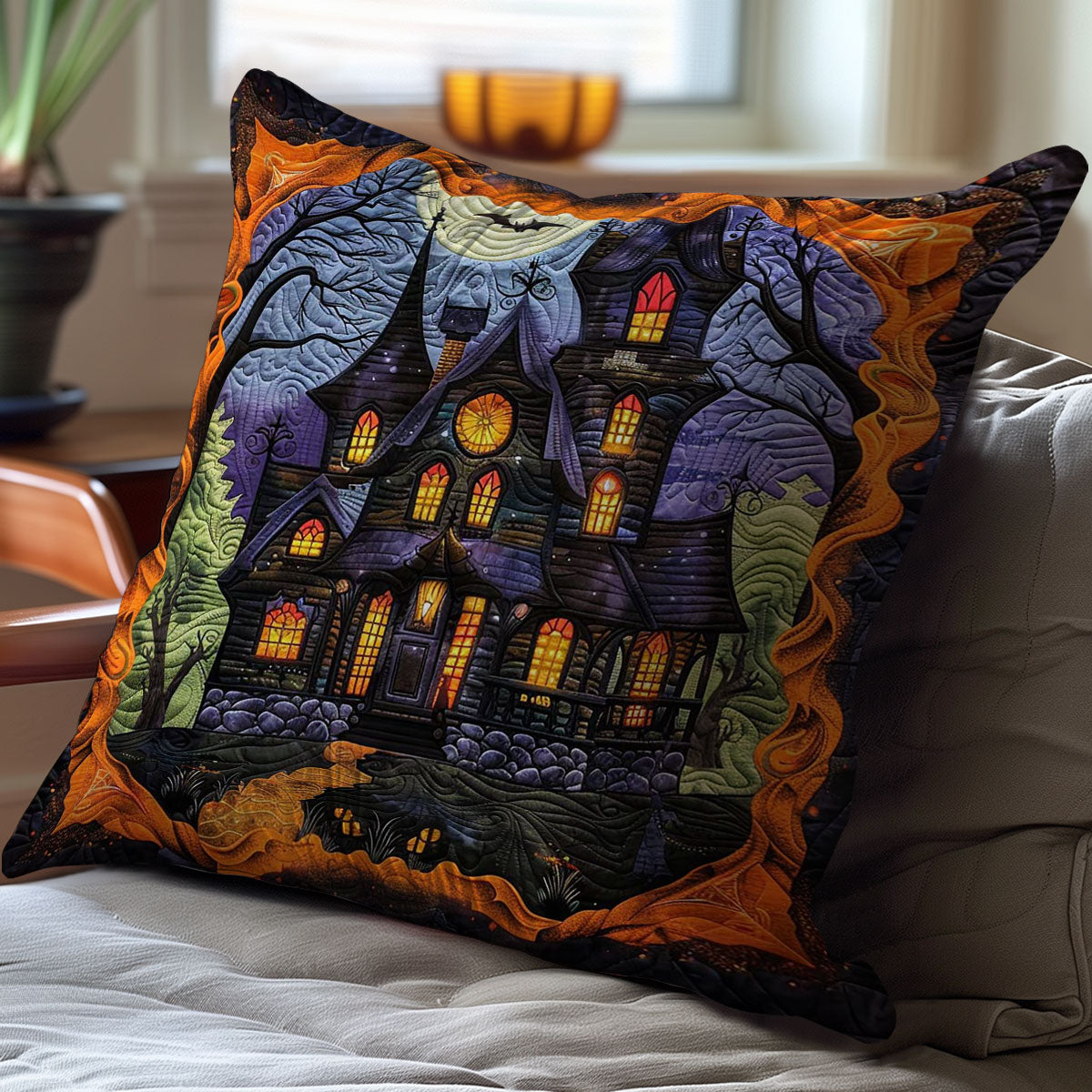 Halloween House WJ0609037CL Quilt Pillow Case