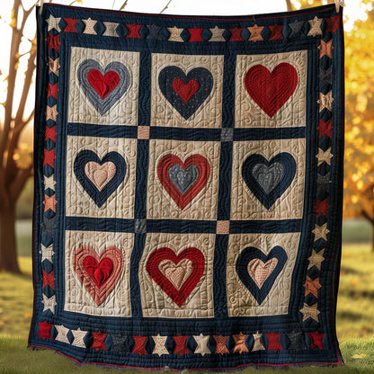 Patriotic Hearts WJ1307009CL Quilt