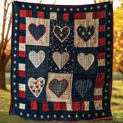 Patriotic Hearts WJ1307011CL Quilt