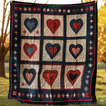 Patriotic Hearts WJ1507014CL Quilt