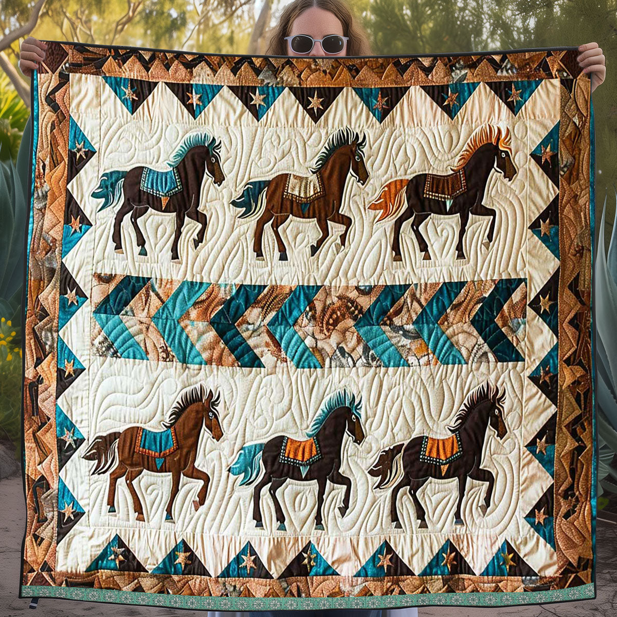 Horse Native American WJ1609013CL Quilt