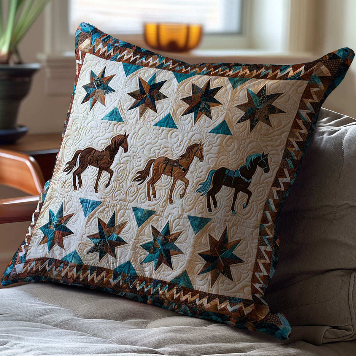 Horse Native American WJ1609042CL Quilt Pillow Case