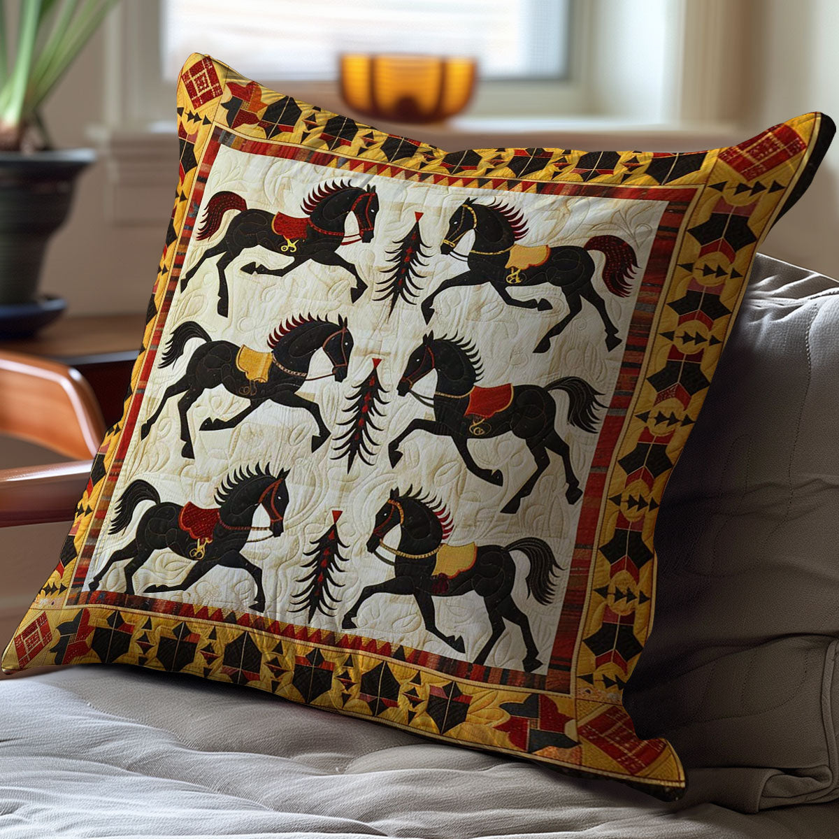 Horse Native American WJ1709041CL Quilt Pillow Case