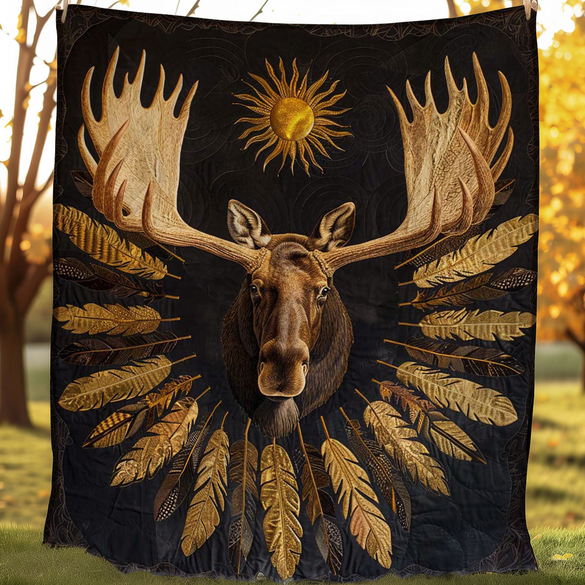 Moose Native American WJ0807023CL Quilt