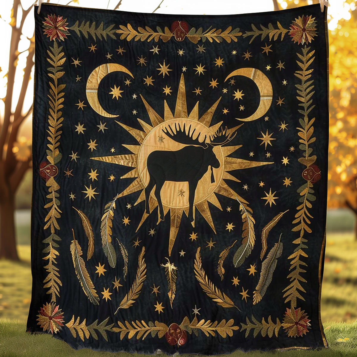 Moose Native American WJ0807024CL Quilt