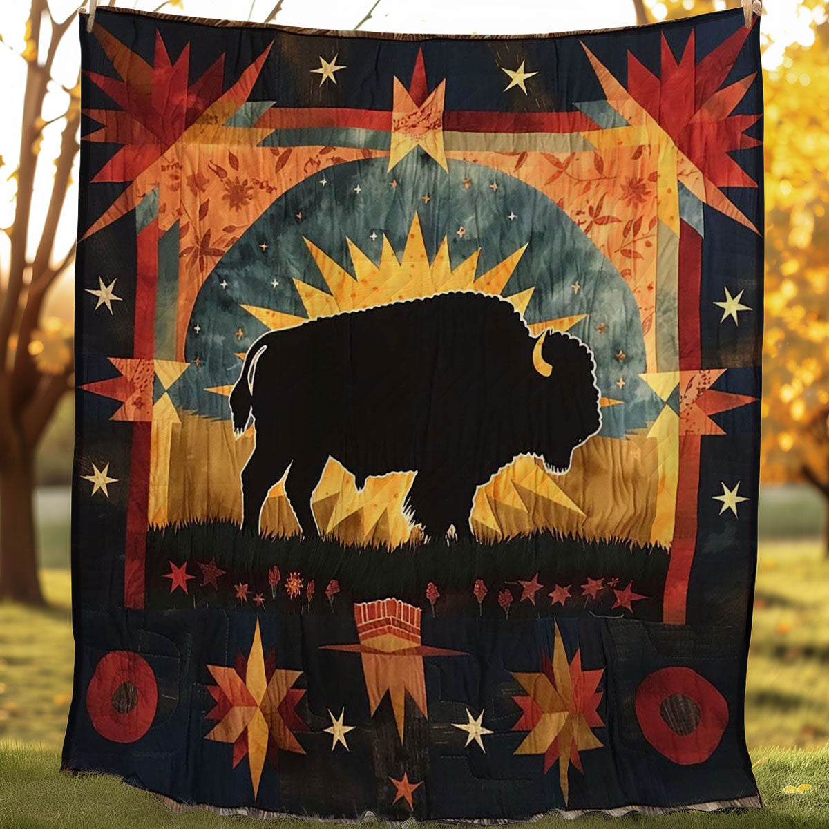 Native American Bison WJ2706012CL Quilt