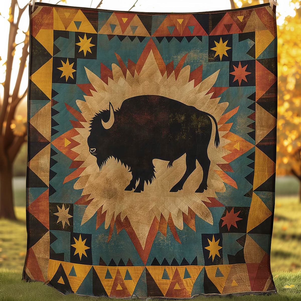 Native American Bison WJ2706013CL Quilt