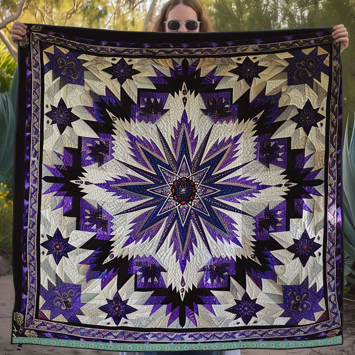 Native American Purple Star WJ1409017CL Quilt