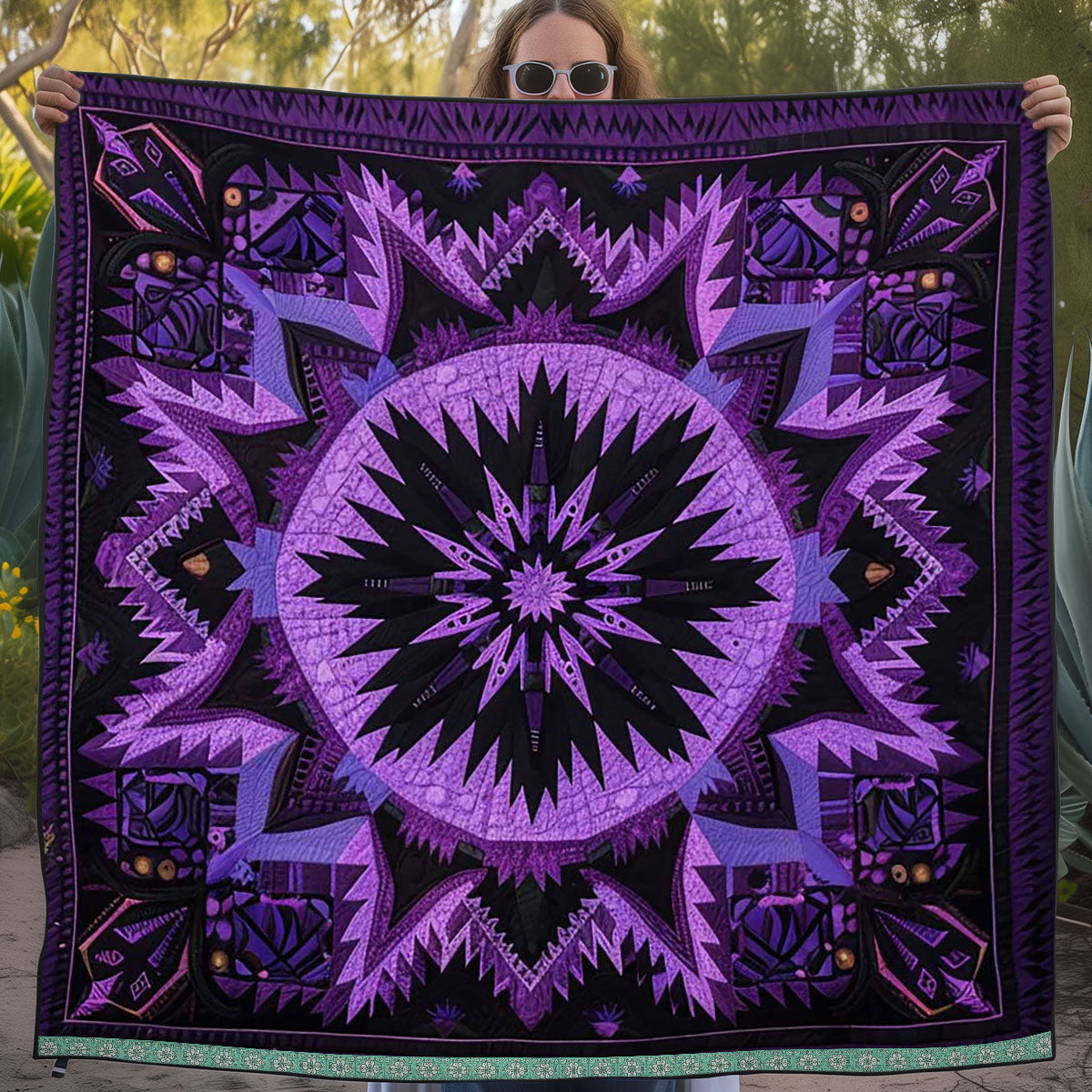 Native American Purple Star WJ1409018CL Quilt
