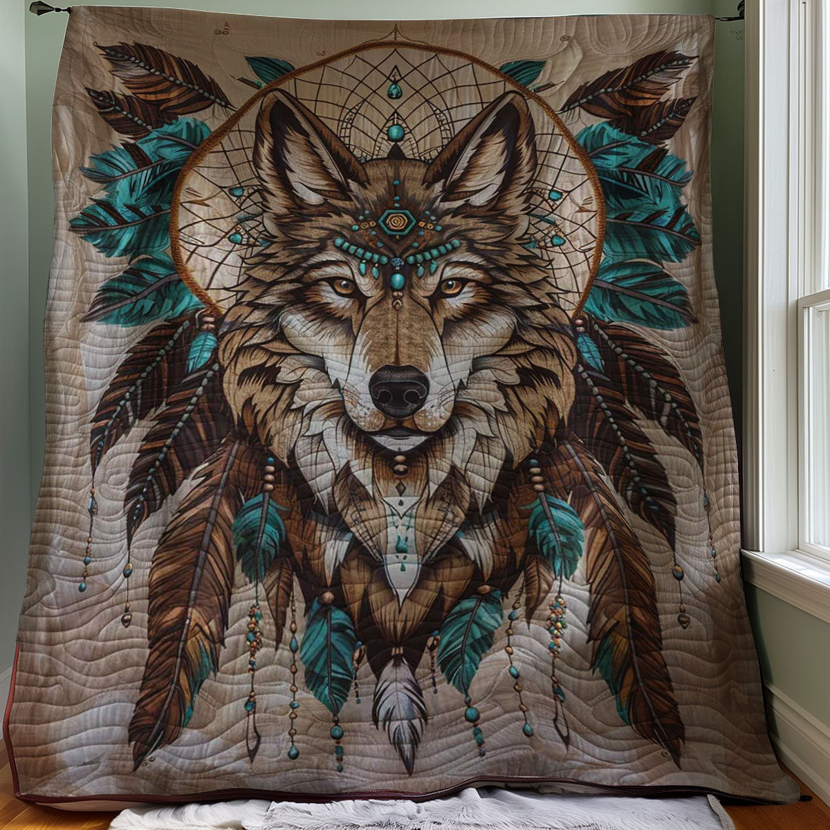 Native American Wolf WJ0908018CL Quilt