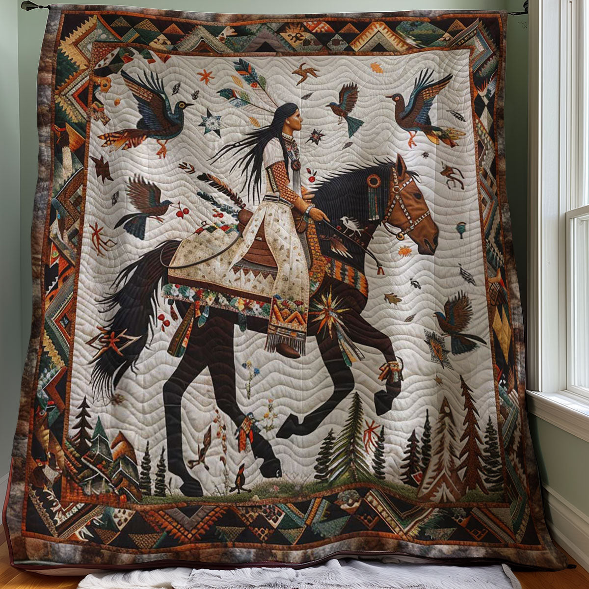 Native American Woman WJ0308026CL Quilt