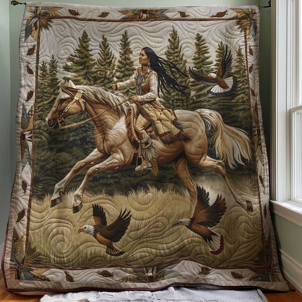 Native American Woman WJ0308027CL Quilt