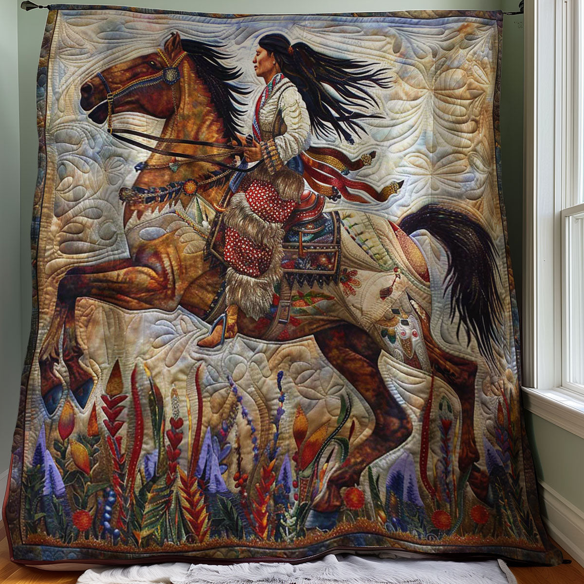 Native American Woman WJ0908021CL Quilt