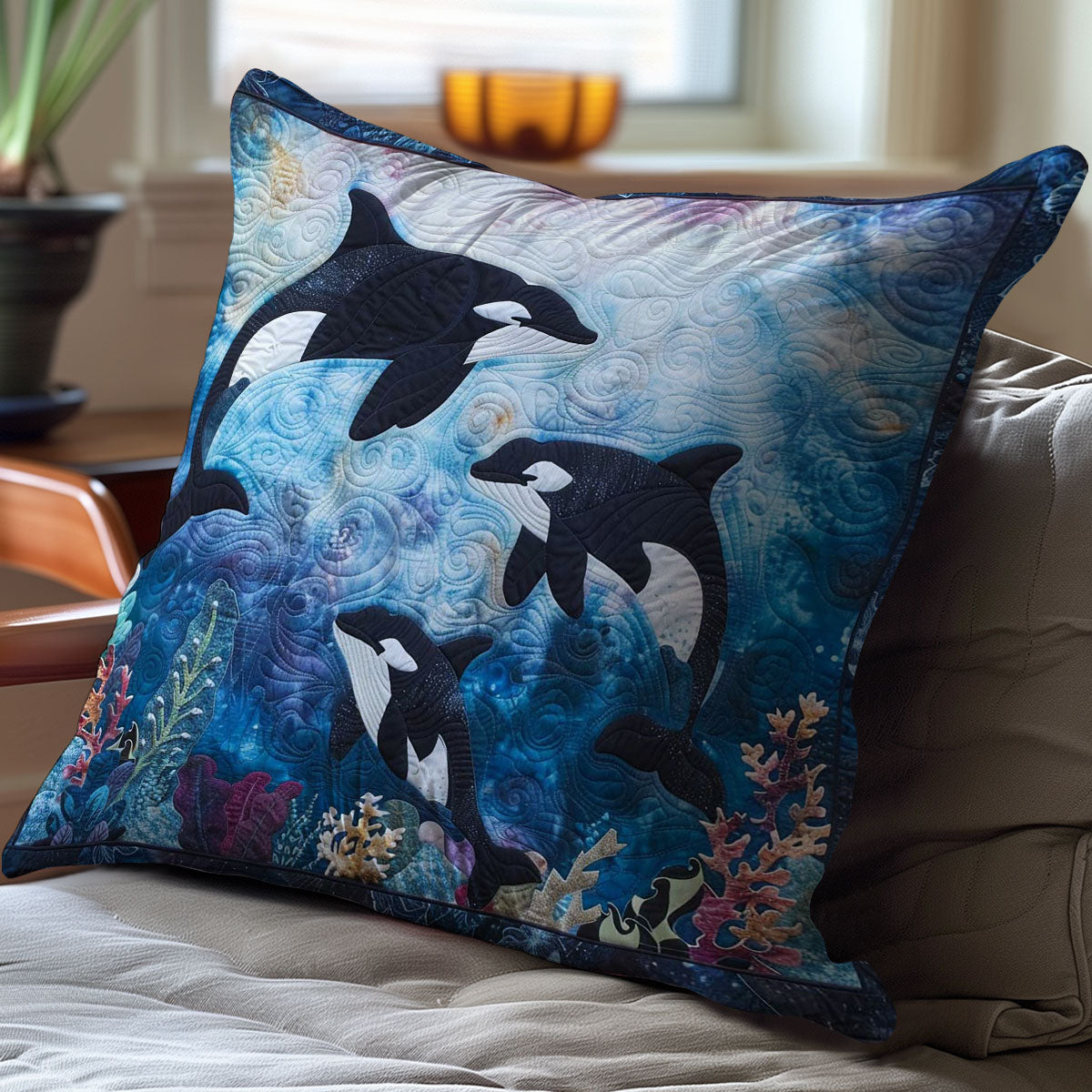 Orca Family WJ0608047CL Quilt Pillow Case