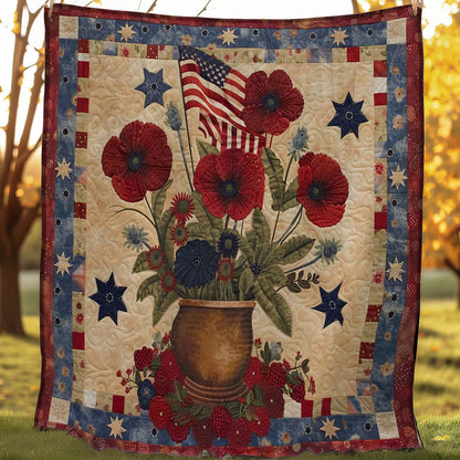 Patriotic American Flower WJ1607013CL Quilt