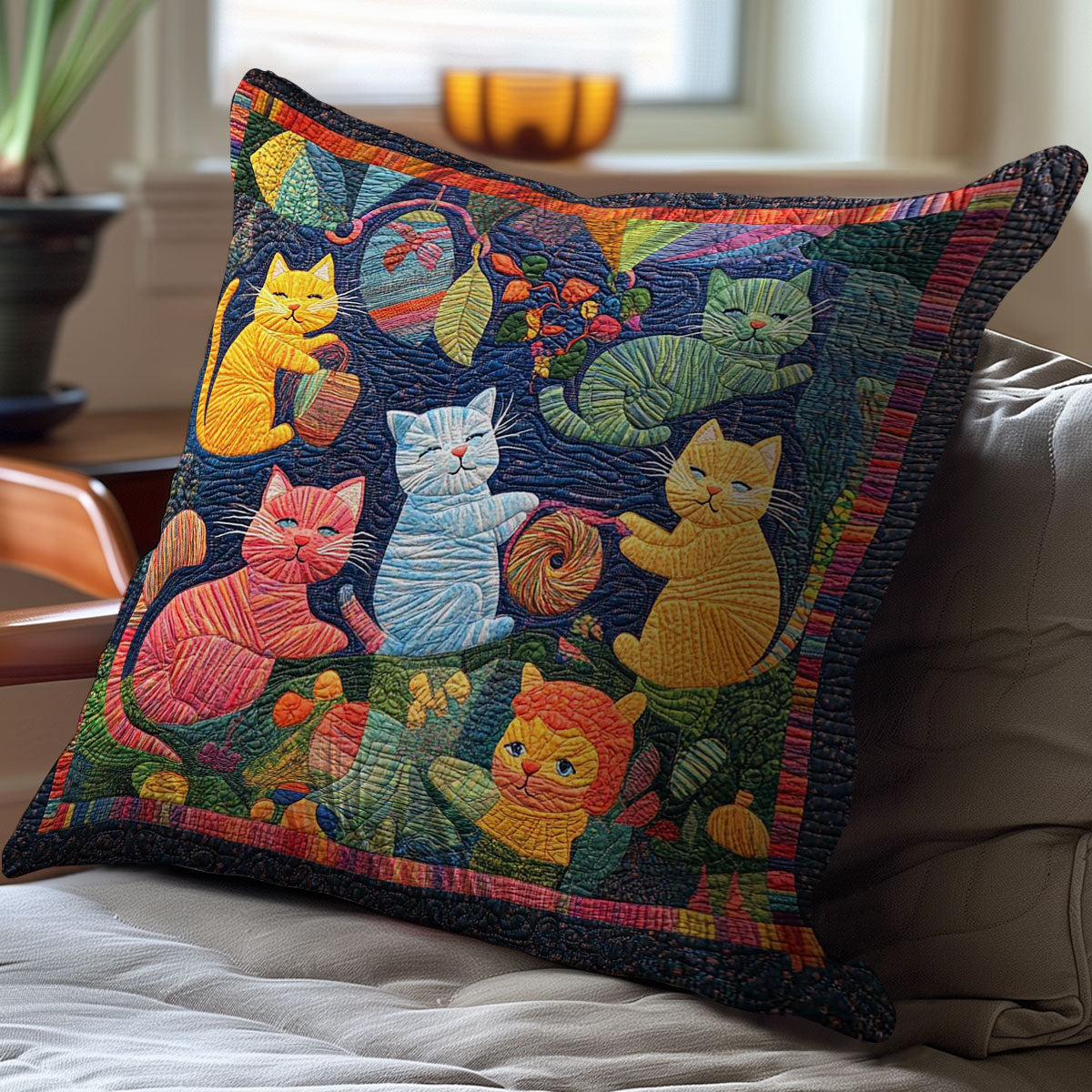 Playful Cats WJ0808045CL Quilt Pillow Case