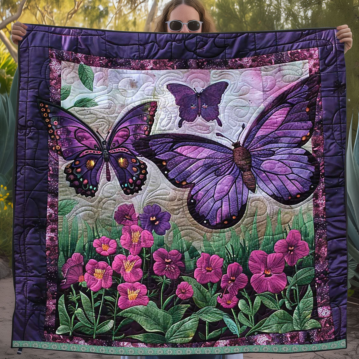 Purple Butterflies WJ1409020CL Quilt