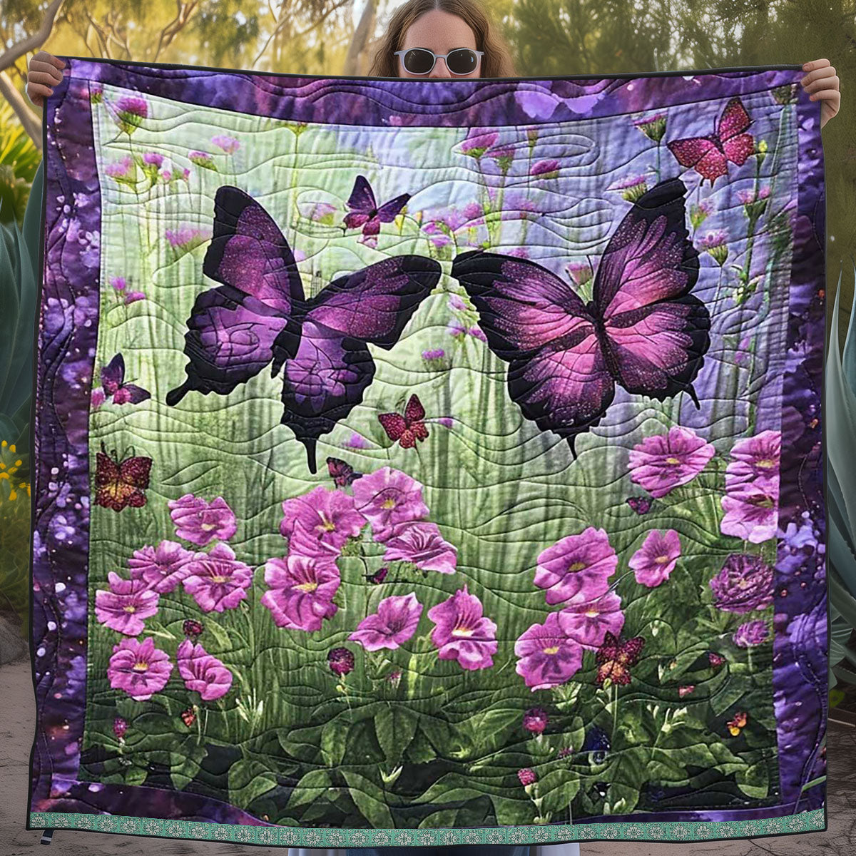 Purple Butterflies WJ1709019CL Quilt