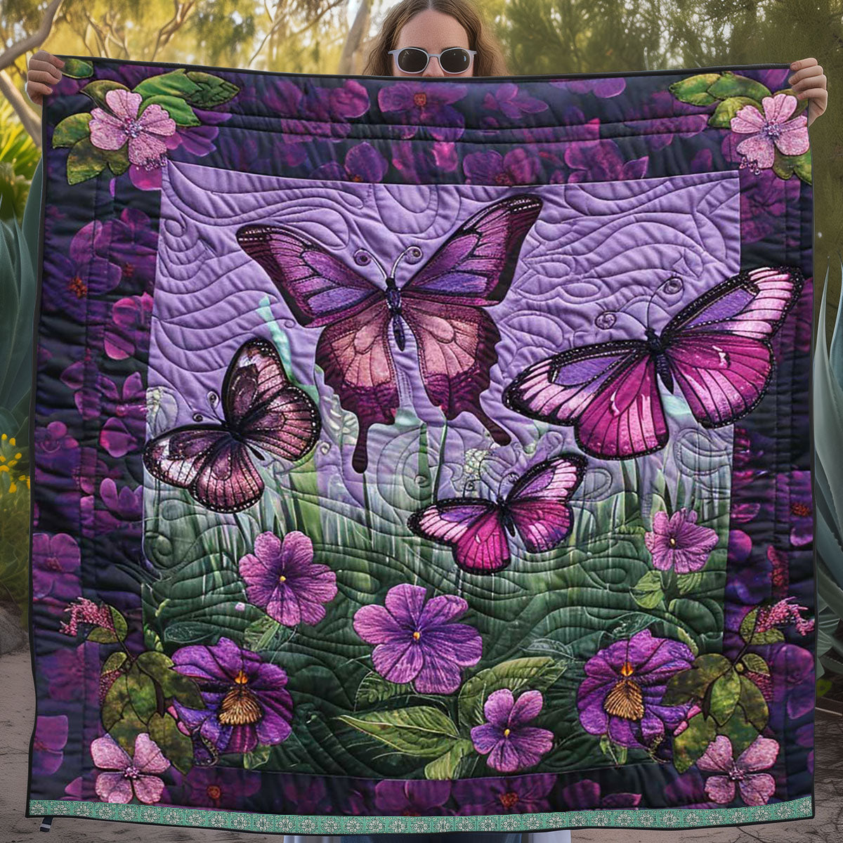 Purple Butterflies WJ1709020CL Quilt