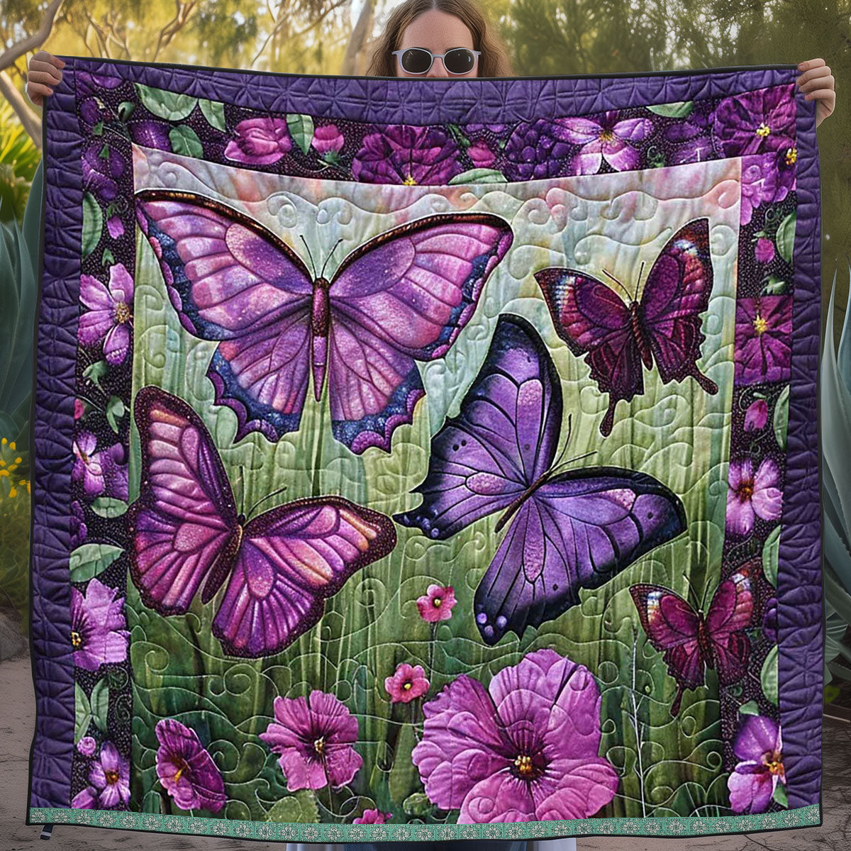 Purple Butterflies WJ1709021CL Quilt