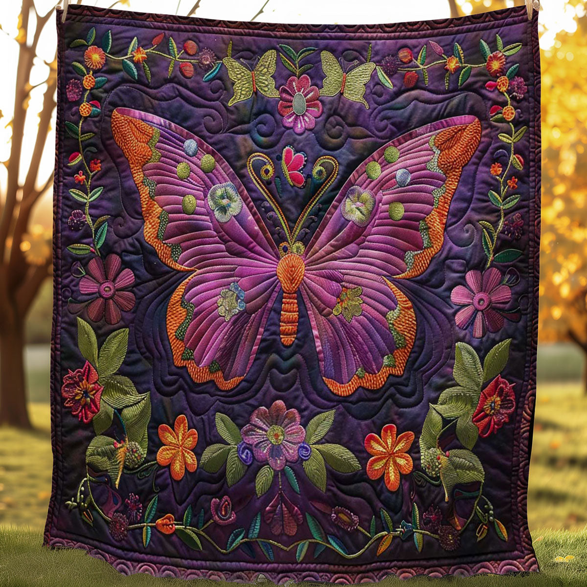 Purple Butterfly WJ1707018CL Quilt