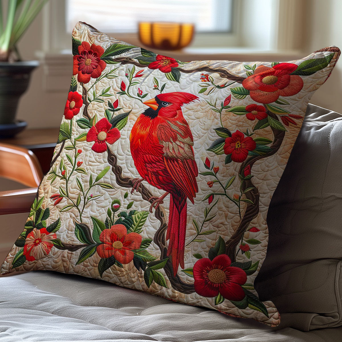 Red Cardinal WJ0108045CL Quilt Pillow Case